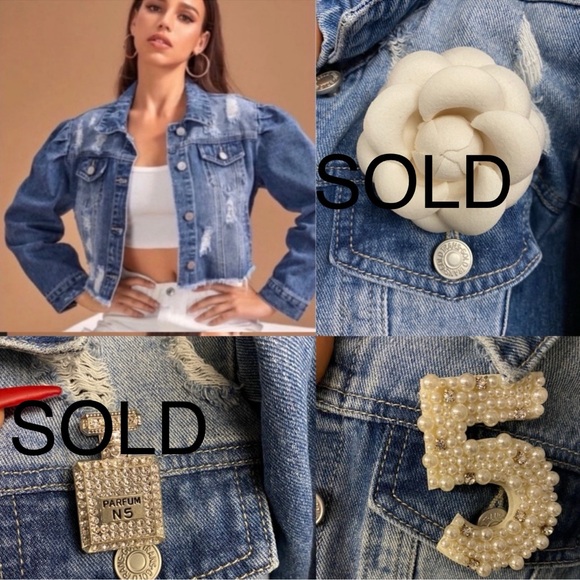 New💕Denim cropped distressed jacket - Picture 2 of 3